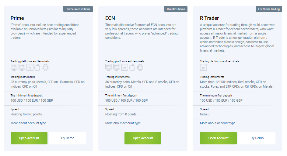 RoboMarkets Retail Trader Accounts