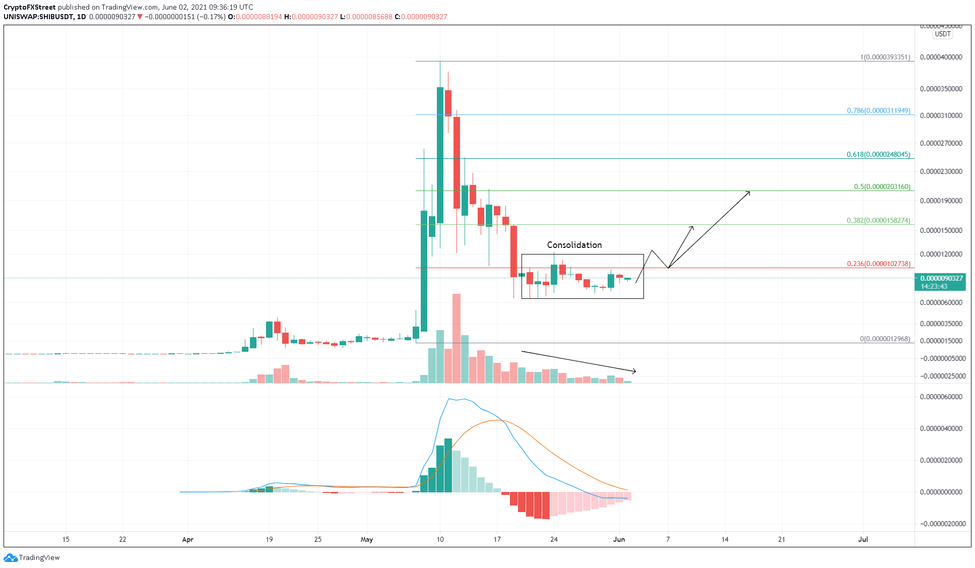 SHIB/USD 1-day chart