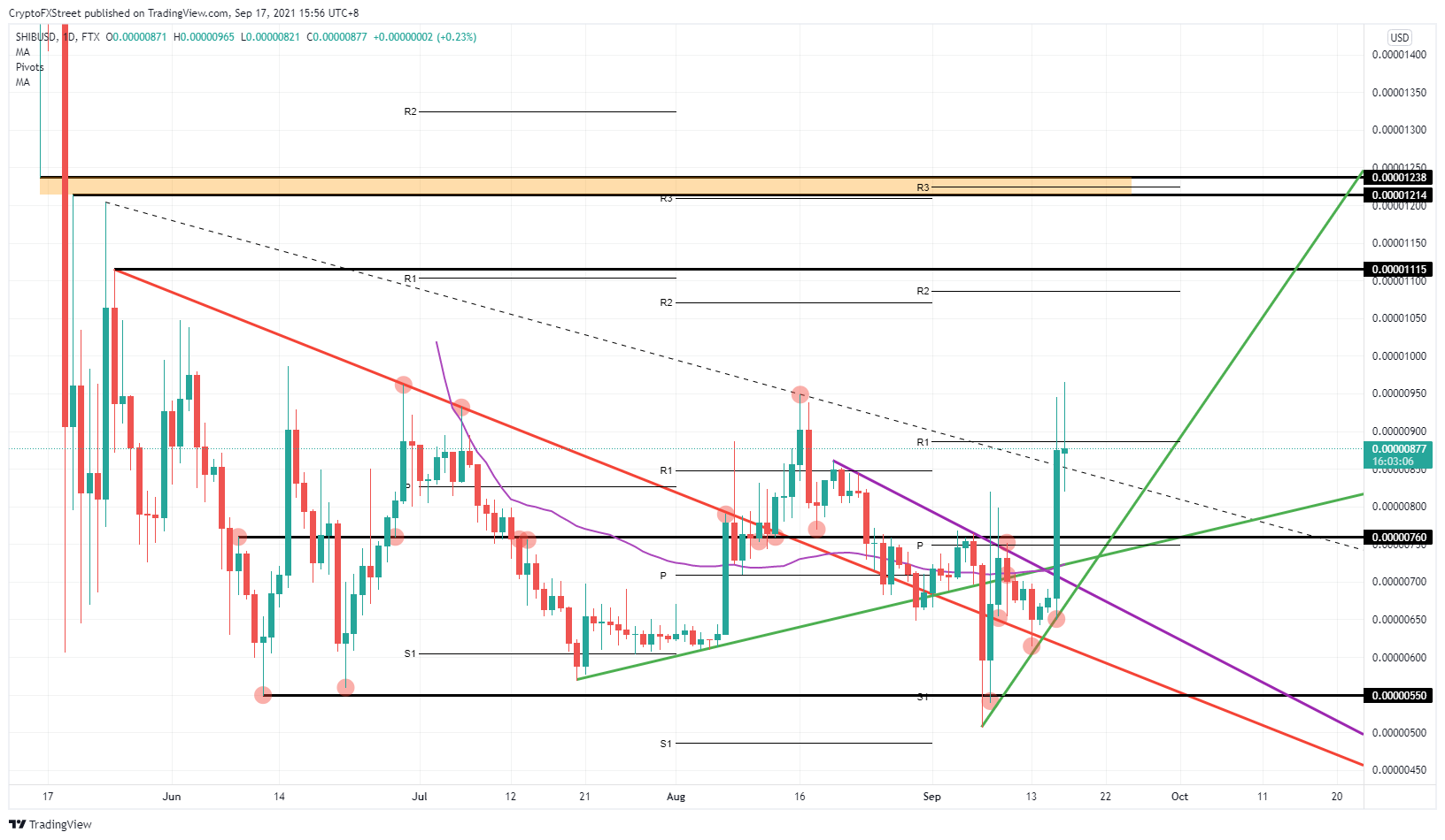 SHIB/USD daily chart