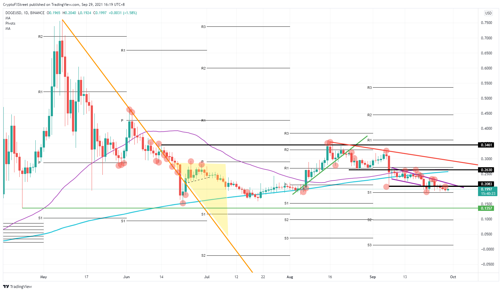 DOGE/USD daily chart