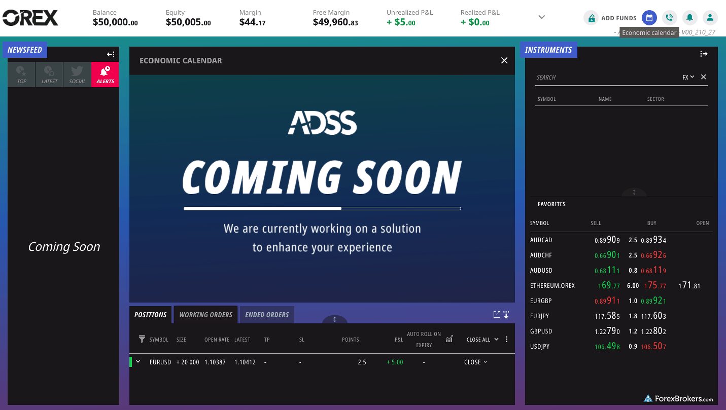 ADSS Orex web trader coming soon