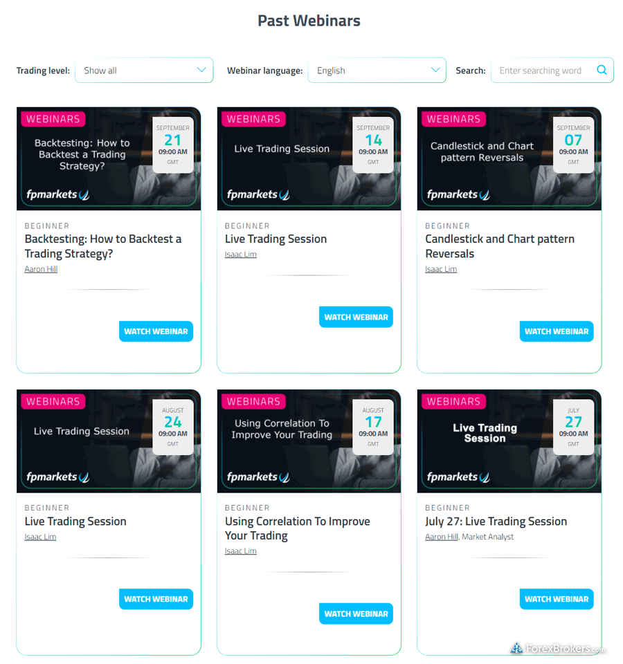 FP Markets archived webinars