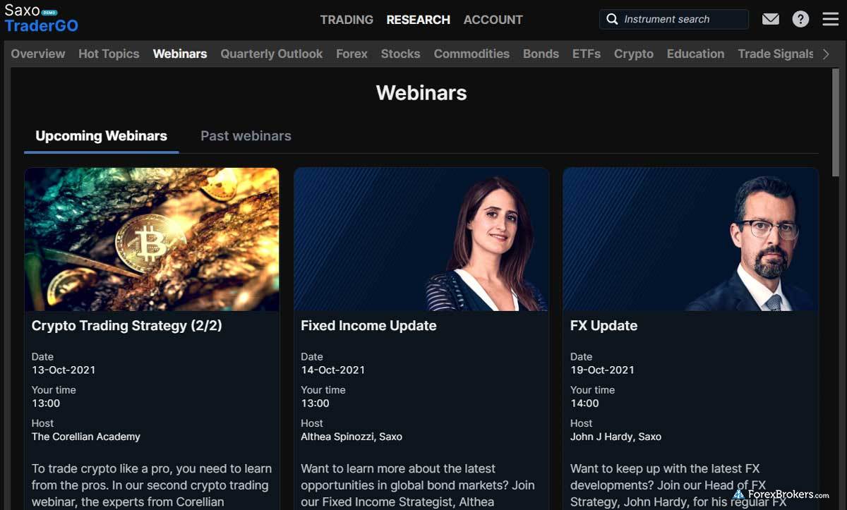 Saxo Bank SaxoTraderGO web platform webinars