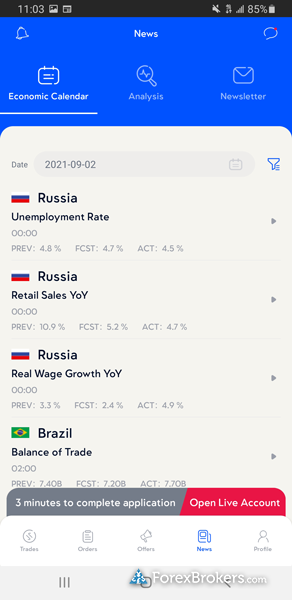 VT Markets mobile trading app economic calendar