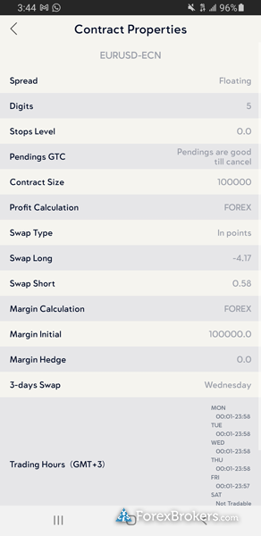 VT Markets mobile trading app contract specifications