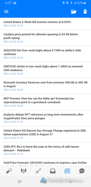 Vantage mobile MT5 trading app headlines