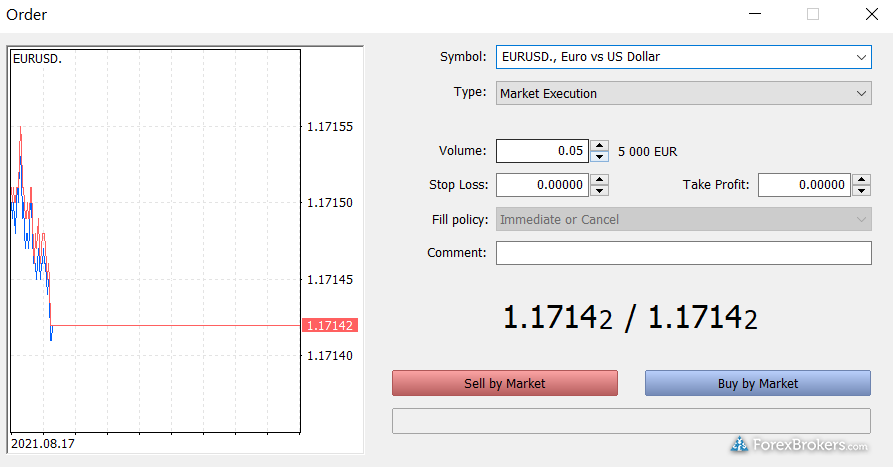 XM Cyprus MT5 desktop trading platform order window