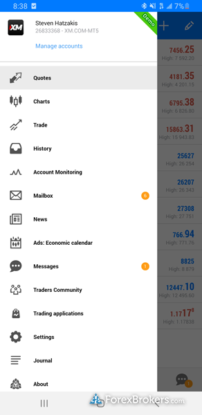 XM MetaTrader 5 mobile trading app