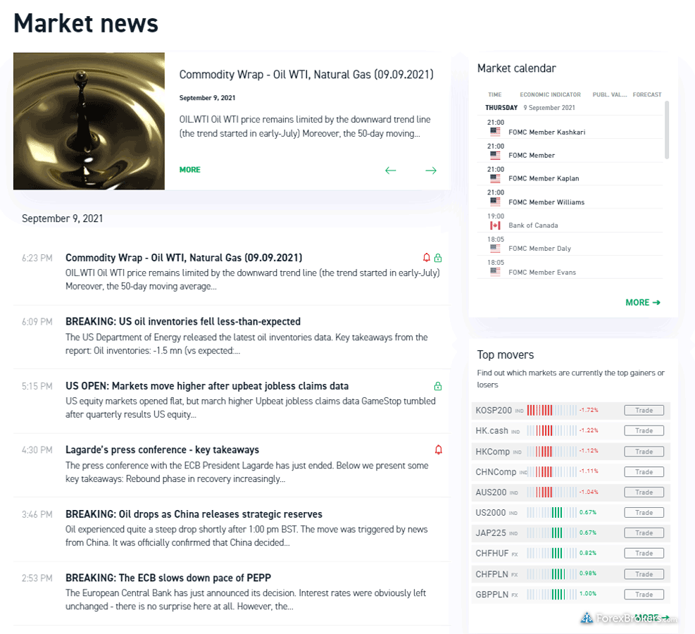XTB research market news articles