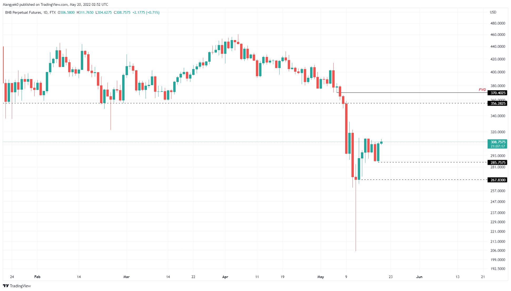 BNB/USDT 1-day chart