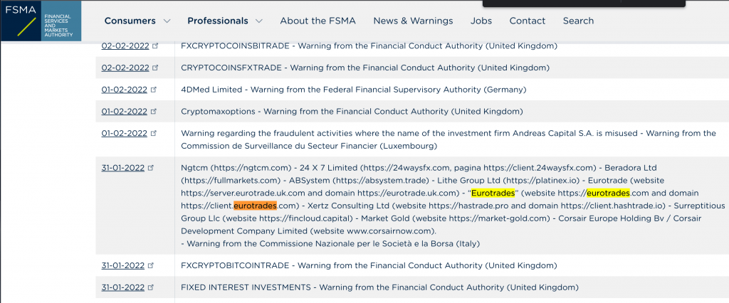 Official Warning Issued EuroTrades