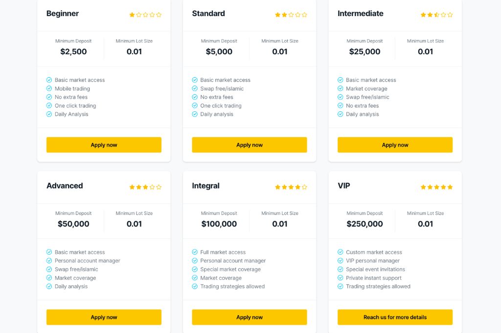 Buxberg Trading Accounts Type