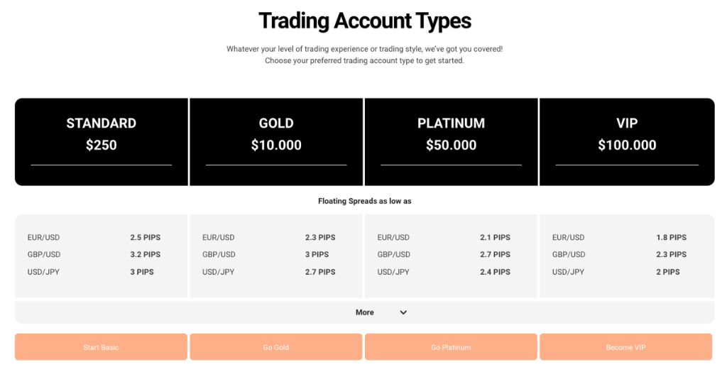 GF Markets Accounts Type