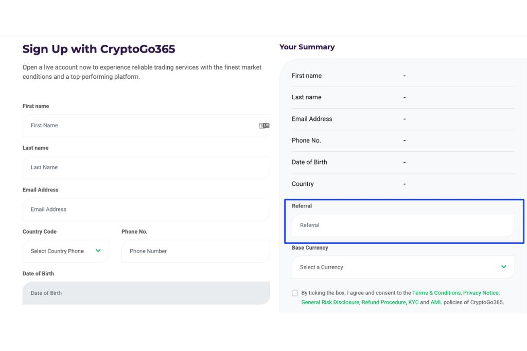 CryptoGo365 Referral Code
