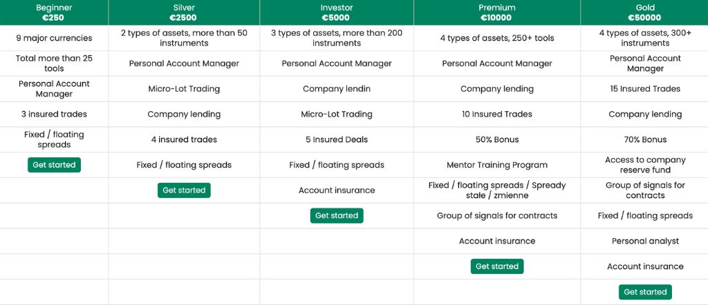 Gamma Capitals Account Types