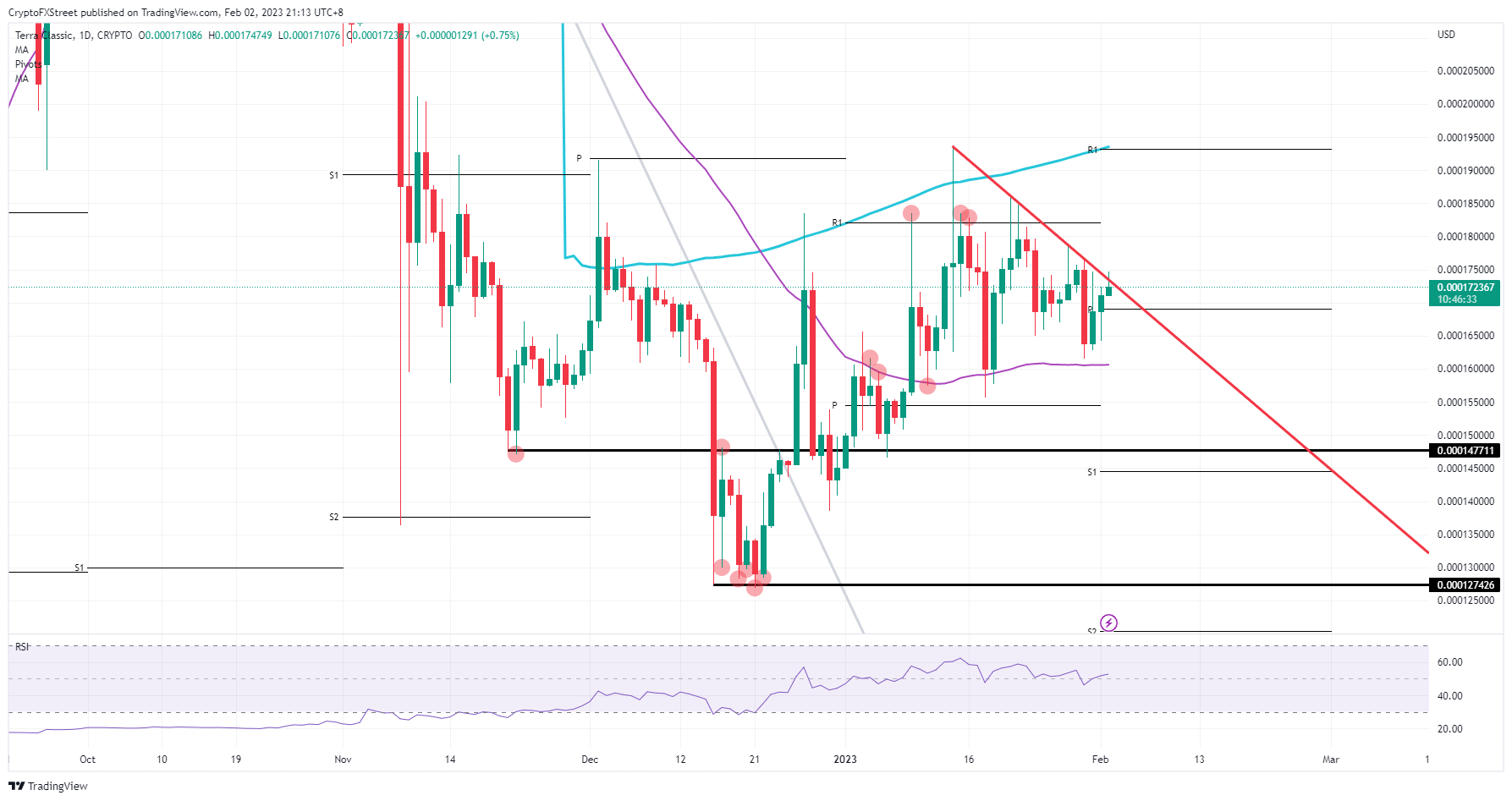 LUNC/USD daily chart